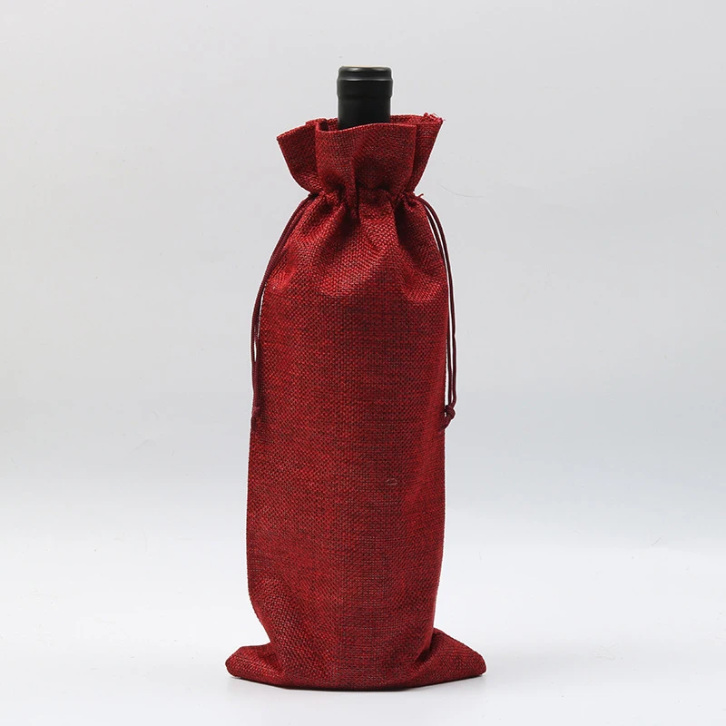 12pc Christmas Wine Drawstring Beam Pocket Gift Bottle Bottle Burlap Champagne Bottle Dust Jacket Home Decoration