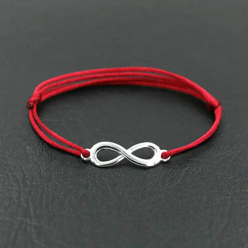 Lucky Women Silver Color Infinity 8 Charm Bracelet Men Red Rope Thread Cords Chakra Bracelets For Boy Girls Kids Lovers' Gift