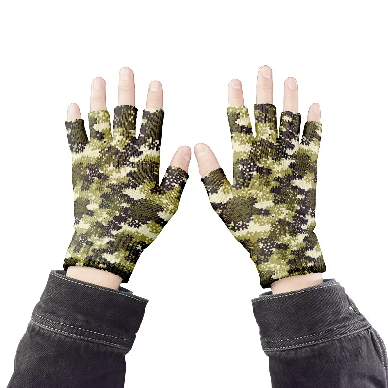 Half-Finger Gloves Camouflage Pattern Print Full Finger Gloves Men\'s Women\'s Outdoor Garden Work Gloves Cycling Fishing Gloves