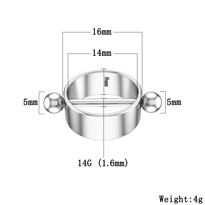Nipple ring 14G Surgical steel Pin Round Concise Style Men Women Body piercing Simple Stainless Steel Fashion Jewelry