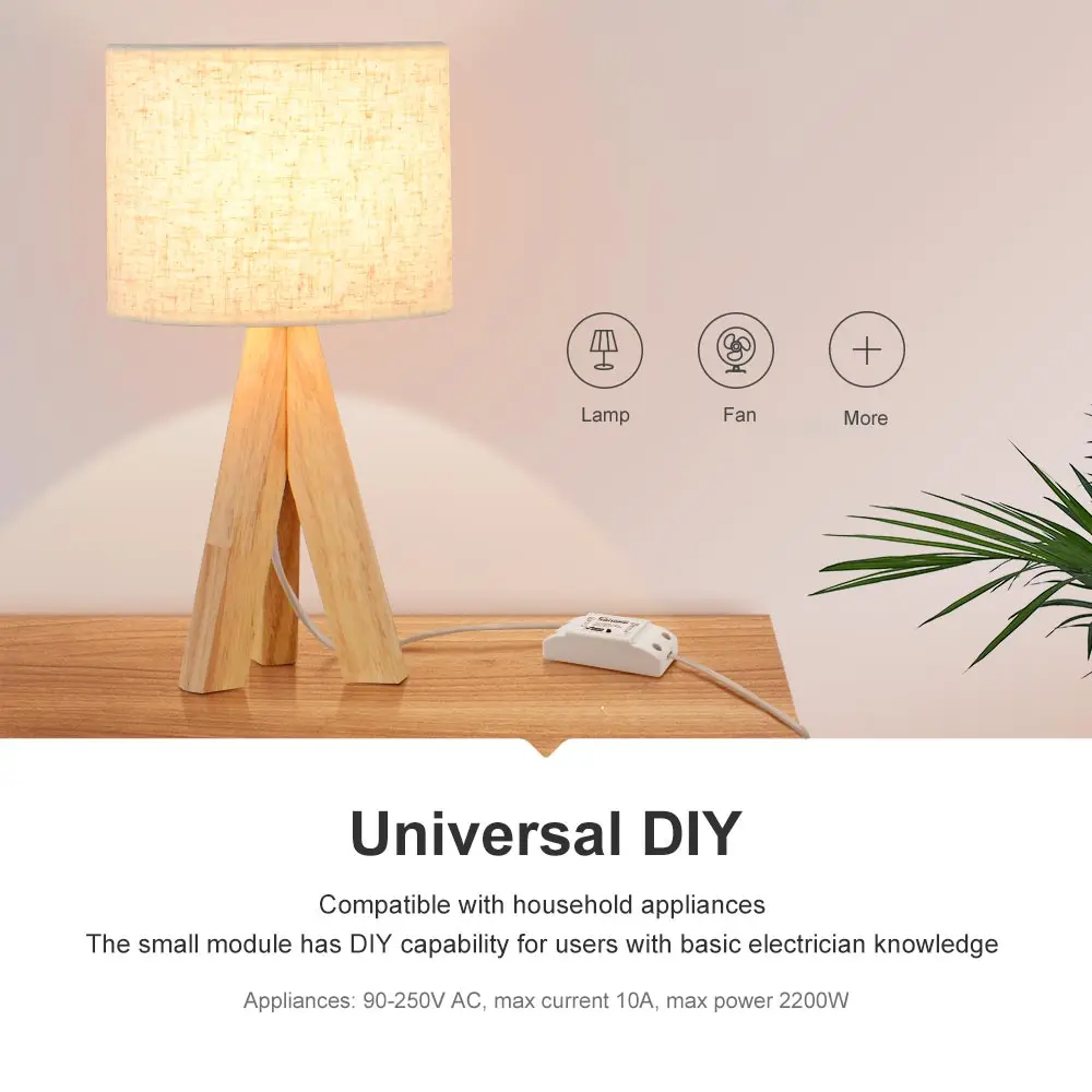 Sonoff-Módulo de interruptor inteligente R2, dispositivo con Wifi, Control remoto, aplicación eWeLink, funciona con Alexa y Google Home
