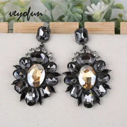 Veyofun Luxury Round Crystal Drop Earrings Party Bridal Dangle Earrings Fashion Jewelry for Women New Gift