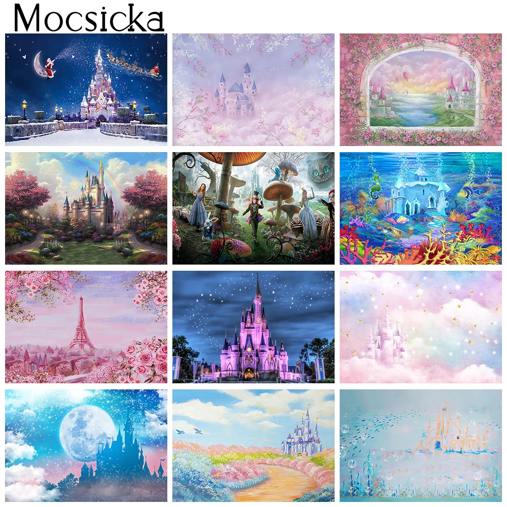 

Castle Newborn Backdrop Infant Birthday Portrait Background for Photography,Fantasy Castles Girls Theme Baby Shower Decoration