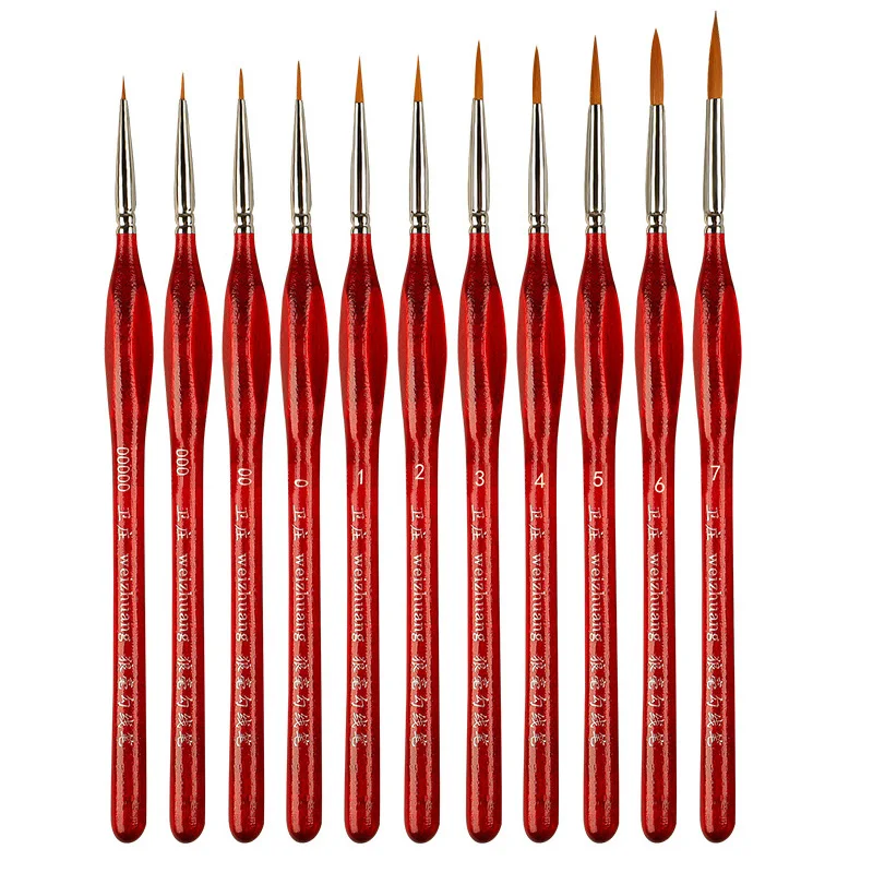 1Set Numbers Brushes Artistic Accessories Multipurpose Painting Supplies Sketch Pen Oil Painting Pens Red/Black Wooden