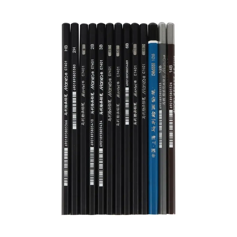 13 Pcs/set Drawing Sketch Pencils 2B/3B/4B/5B/6B/7B/8B/10B/12B/14B/B/HB/2H Honed Sketch Charcoal Pencils Painting Pencil