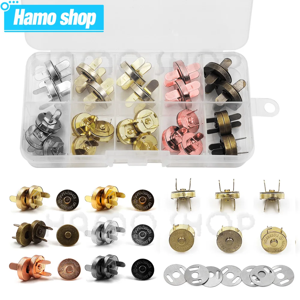 20sets/lot 14mm 18mm Wallet Button Magnet Buckle Buttons Metal Snap Thickening Magnetic Automatic Adsorption Buckle Installation