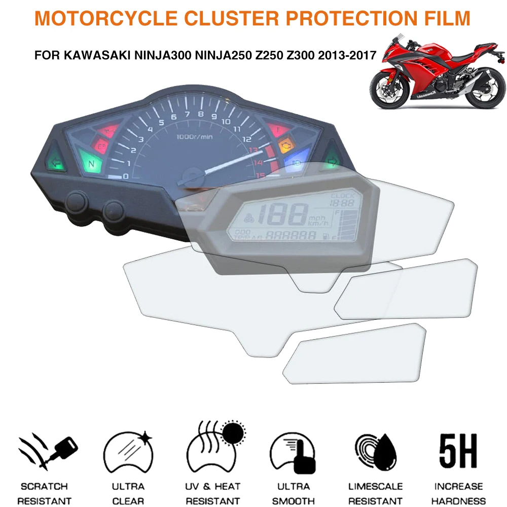 

Защитная пленка для экрана мотоцикла, защита от царапин для Kawasaki Z250 Z300 NINJA 300 250 EX300 NINJA 300 2013-2019