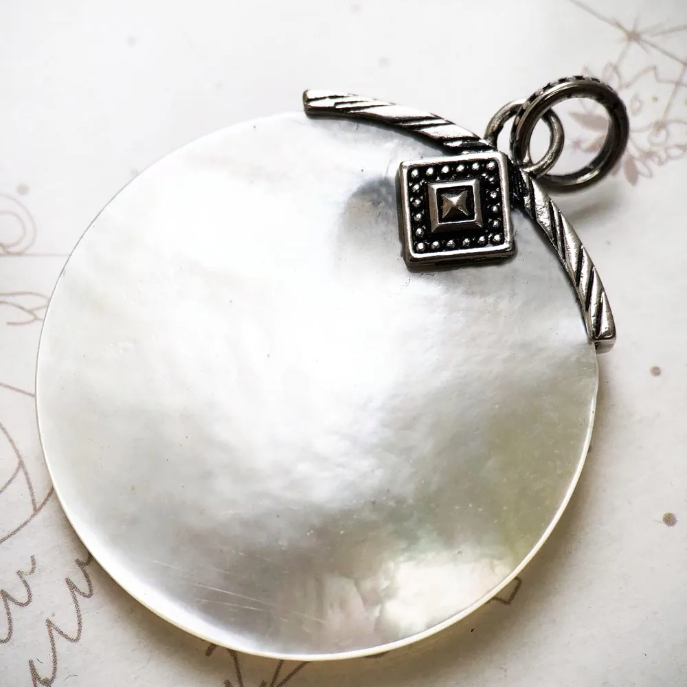 Pendant Africa Disc Mother of Pearl,2019 Winter New 925 Sterling Silver Glam Jewelry Europe Style Bijoux Gift For  Soul Woman