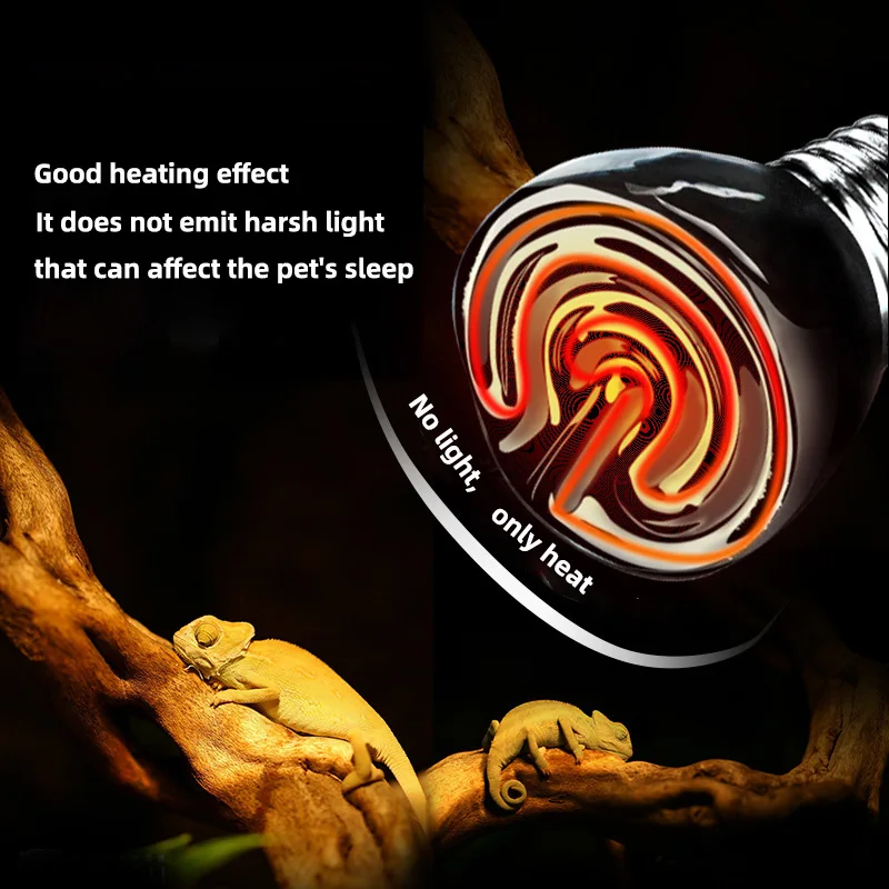 Ceramic Heating Lamp Bulb with Protective Cover Against Scalding No Light Emitting Heater for Reptile Poultry Livestock