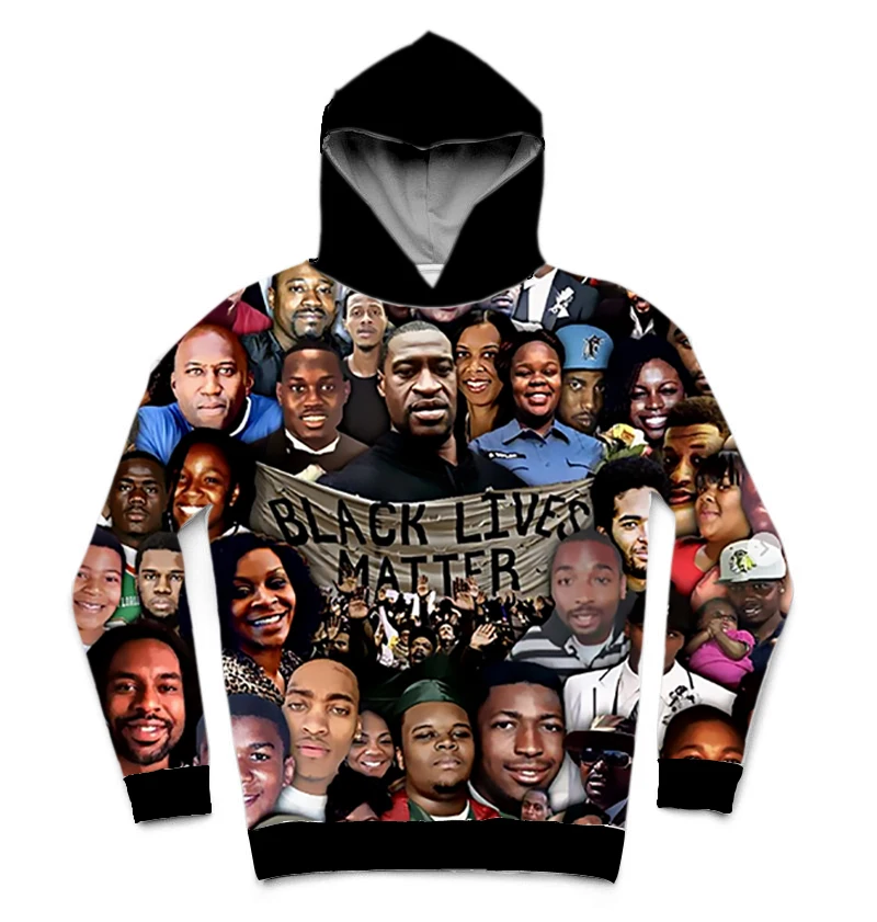 REAL American SIZE 2 styles black lives matter collage  Sublimation Printing Hoodies Jacket