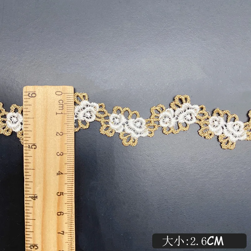 10yards Zarte Wasser Löslich Spitze Trimmen Gold Blume Stoff Spitze Dekoration Diy Kopftuch Haar Kleidung Spitze Trim Band