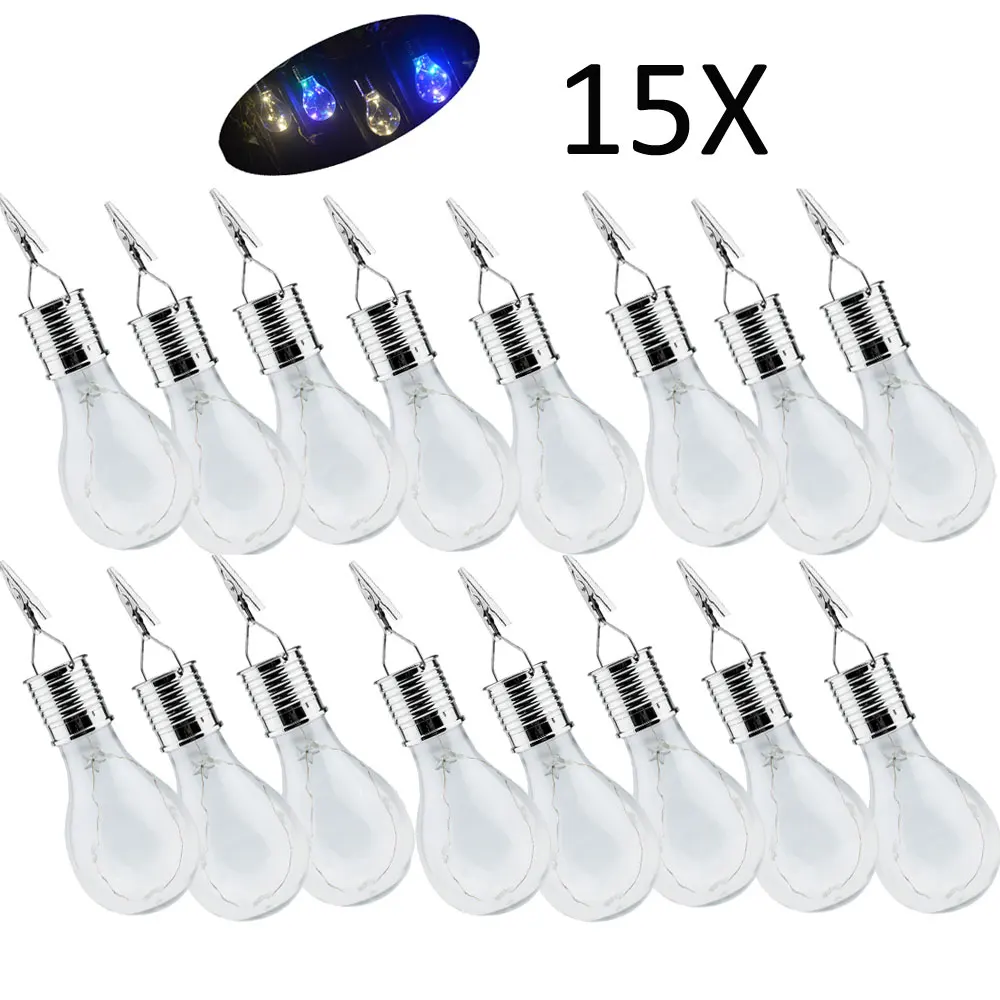

15X Portable Solar Powered LED String Light Bulbs Hanging Lanterns For Outdoor Garden Camping Tent Yard Decor Lamp IP65
