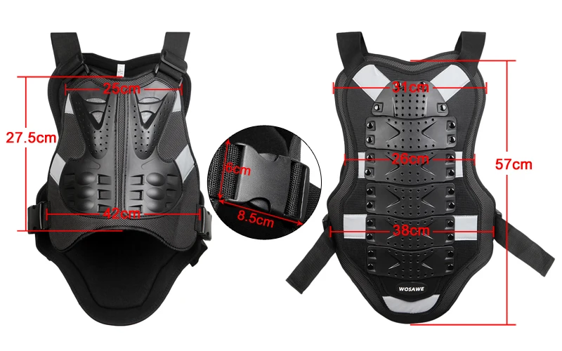 WOSAWE Adult Sleeveless MTB Motocross Armor Full Body Protection Motorcycle Vest Jacket Shorts KneePads Protective Gear Suit