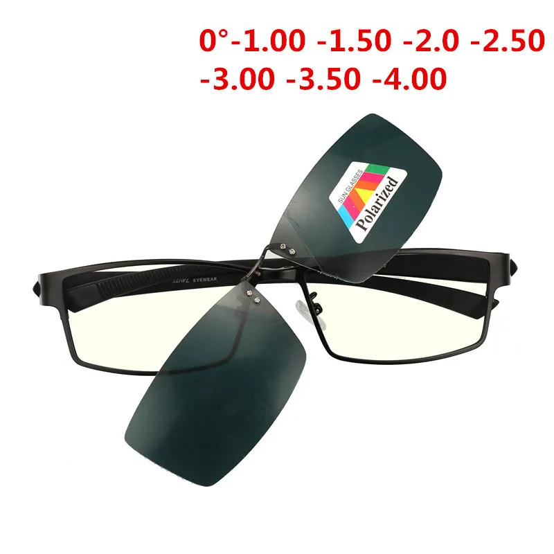 

Clip Sunglasses Stainless Myopia Glasses For The Computer Men Eyeglasses Clear Lens Spectacles Anti Blue Ray Eyeglass Frame -1.0