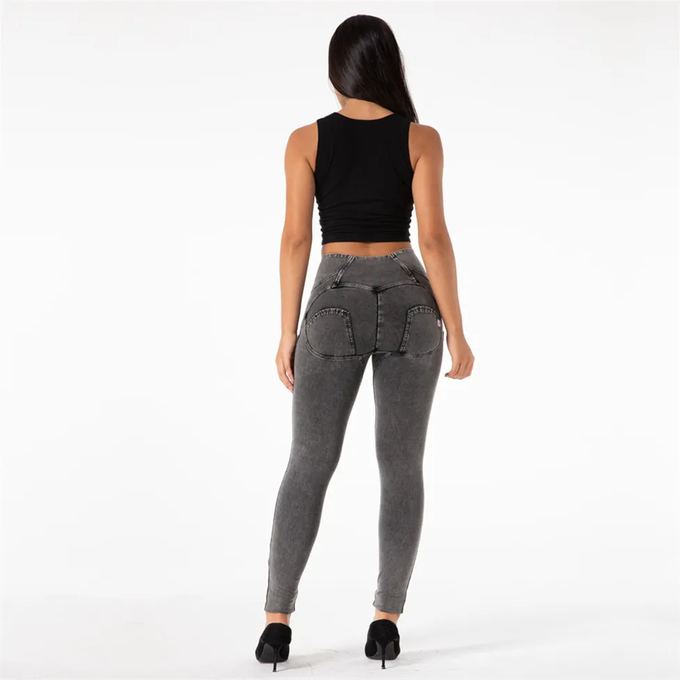 Shascullfites Melody Jeans a vita alta da donna Slim Fit Bum Lift Jean per ragazze Push Up elegante a figura intera