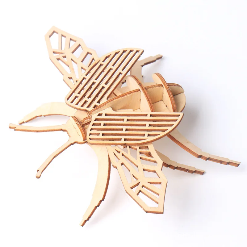 Laser Cutting DIY 3D Wooden Puzzle Board Insect Animal Handmade Educational Assembly Toy Gift Decoration for Children Child