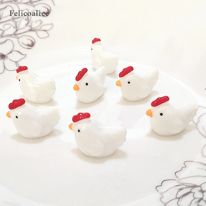 10pcs 3D Mini Cute Cock Chick Animals Miniature Figurine Ornaments For Home Garden Easter Decor Slime Charms