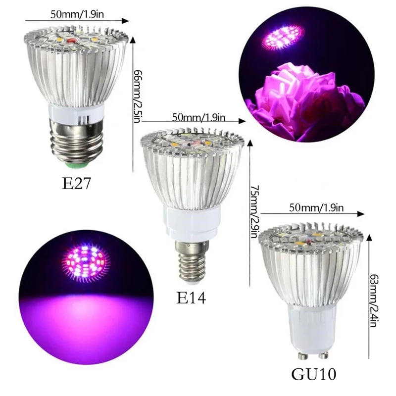 4 sztuk/partia 18W 28W LED rosną światła pełne spektrum Phytolamp rosnące lampy dla roślin nasiona kwiat żarówka rosną Box E27 E14 GU10