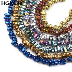 HGKLBB Natural Stone irregular Gold Color Hematite gravel Chip Loose spacer beads for Jewelry making bracelet Necklace DIY 15''