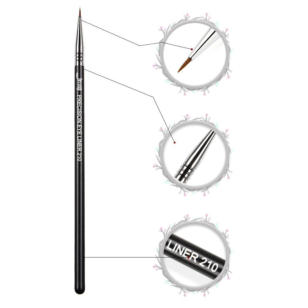 Jessup – Pinceau EYELINER de maquillage en fibres synthétiques, noir-argent, brosse de HAUTE PRÉCISION, outils et accessoire de cosmétiques, 210,