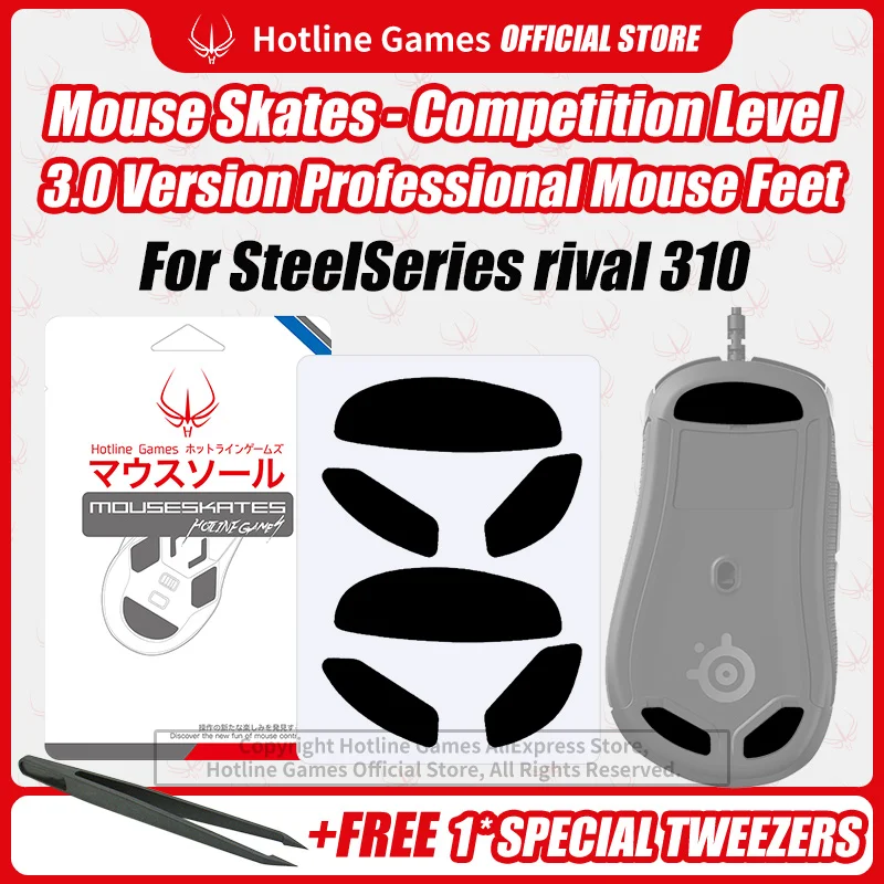 

2 Sets Hotline Games 3.0Mouse Skates Mouse Feet Replacement for SteelSeries Rival 310 Mouse,Smooth,Durable,Glide Feet Pads