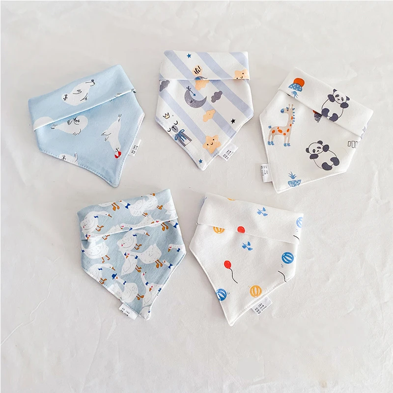 5PCS/LOT New Baby Bibs Triangle Double Pure Cotton Bibs High Quality Saliva Towel Baby Boys Girls Feeding Apron Bandana Bibs