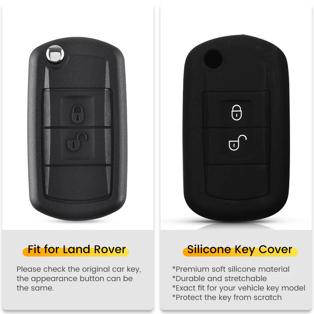 Dandkey Silicone Key Case Cover For Land Rover LR3 Discovery 3 Range Rover Sport Vouge 2005 2006 2007 2008 Skin Holder Protector