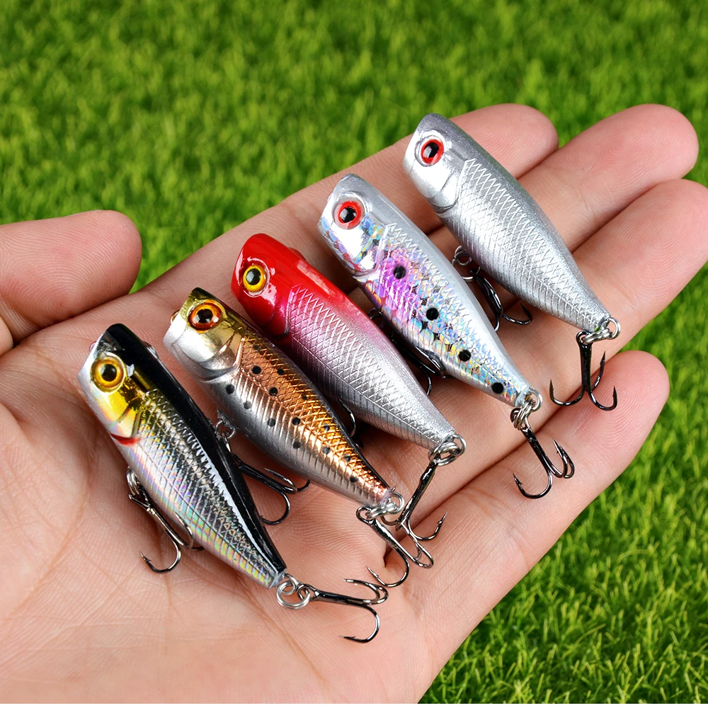 1PCS Popper Bait 45mm 3.5g Floating Fishing Lure Hook Wake Bait Topwater Big Jet Popper Artificial Bait Pesca Leurre Wobbler