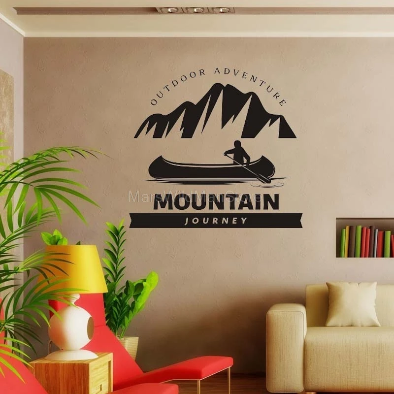 Mountain Journey Decor Canoe Kayak Outdoor Adventure Vinyl Wall Decal Living Room Sticker Art