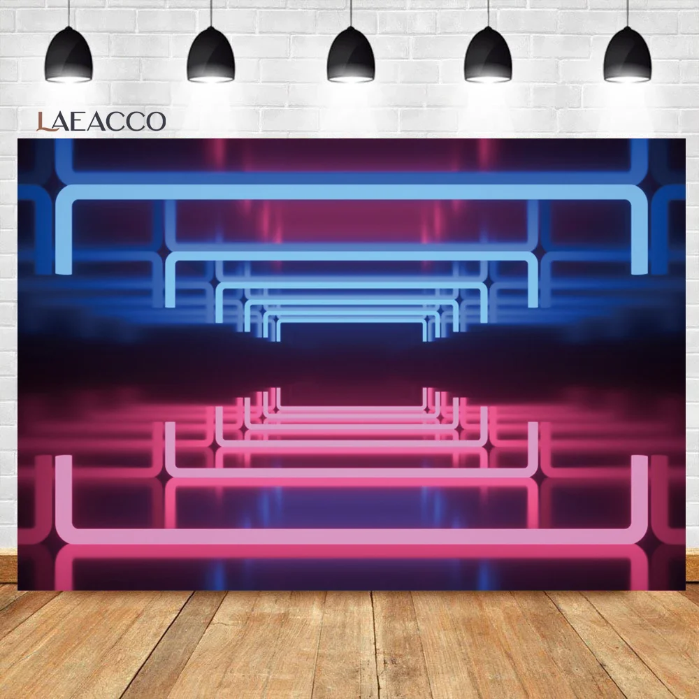 Laeacco Dreamy Fluorescent Aperture Stage Laser Beam Dancing Music Bar Background Baby Customized Portrait Photographic Backdrop