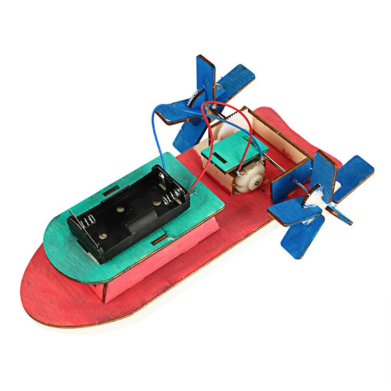 Kids Science Toy Electric Motor Boat Wooden Kit Physics Experiment Educational Toy For Children School Electric STEM Brinquedos