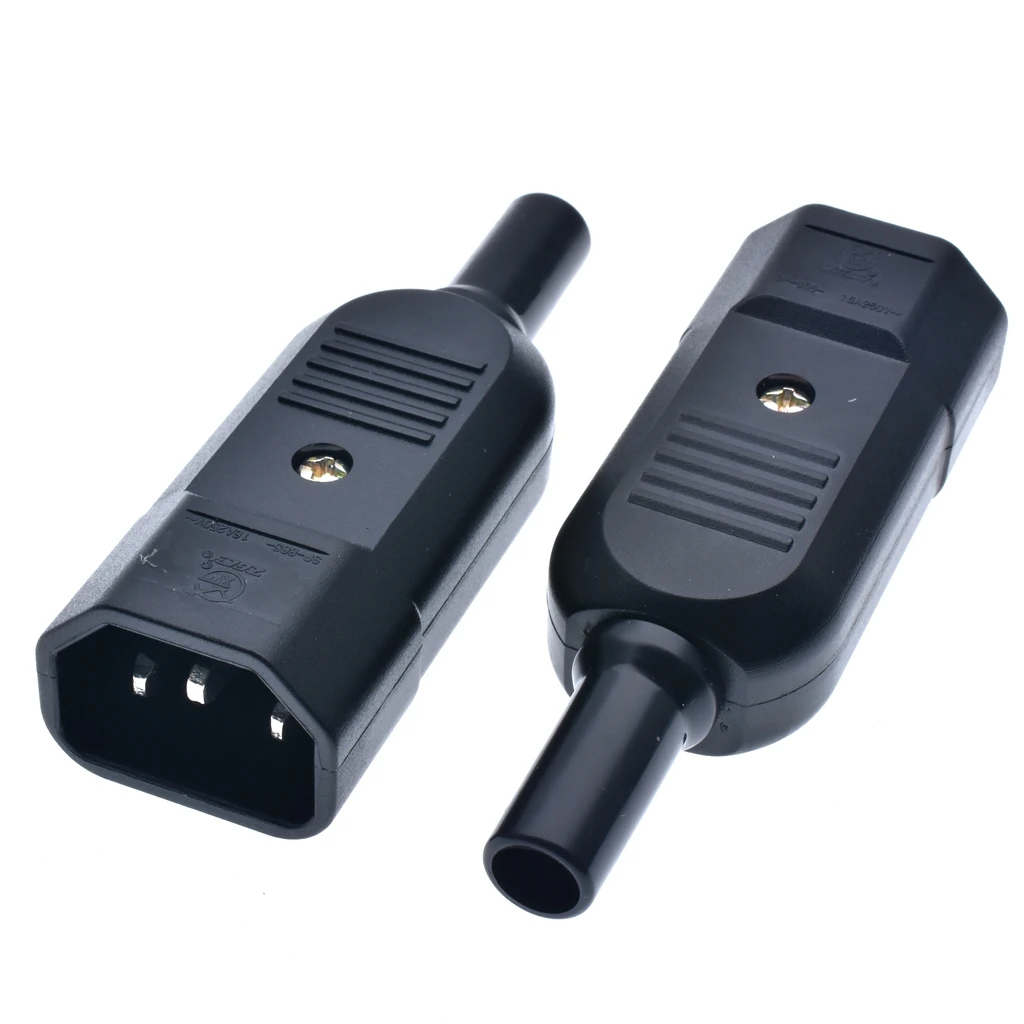 IEC Socket Straight Cable Plug Connector C13 C14 16A 250V Black Female&male Plug Rewirable Power 3 Pin Connector