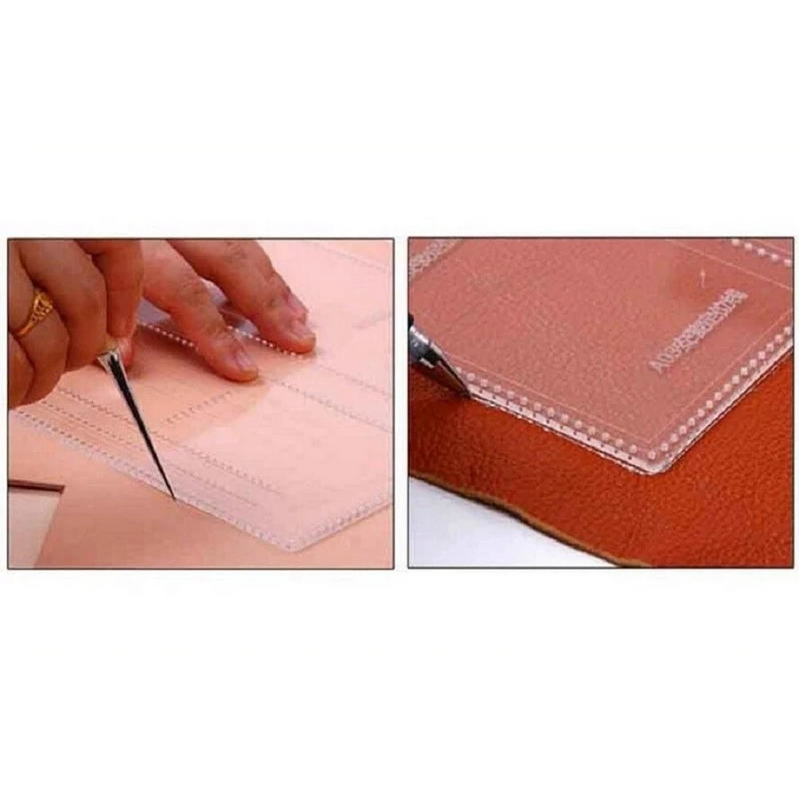 13Pcs Clear Acrylic Wallet Stencil Template Drawings Set DIY Leather Hand Craft