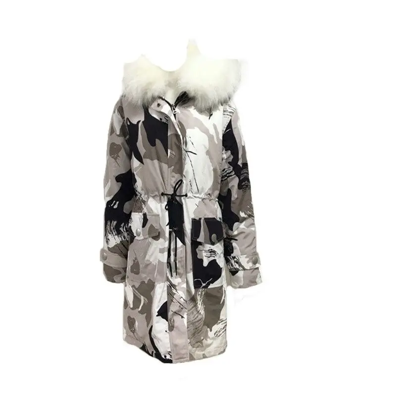 Winter New Camouflage Casual Men Jacket With White Raccon Fur With Hood Tops And Fashion S-4XL Can be custom