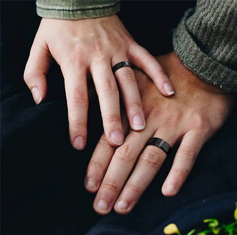 TIGRADE Titanring 6mm/8mm Schwarz Matt-Finish Komfort-Passform Hochzeits-Verlobungsring für Männer und Frauen Unisex Paarringe – Detail 7