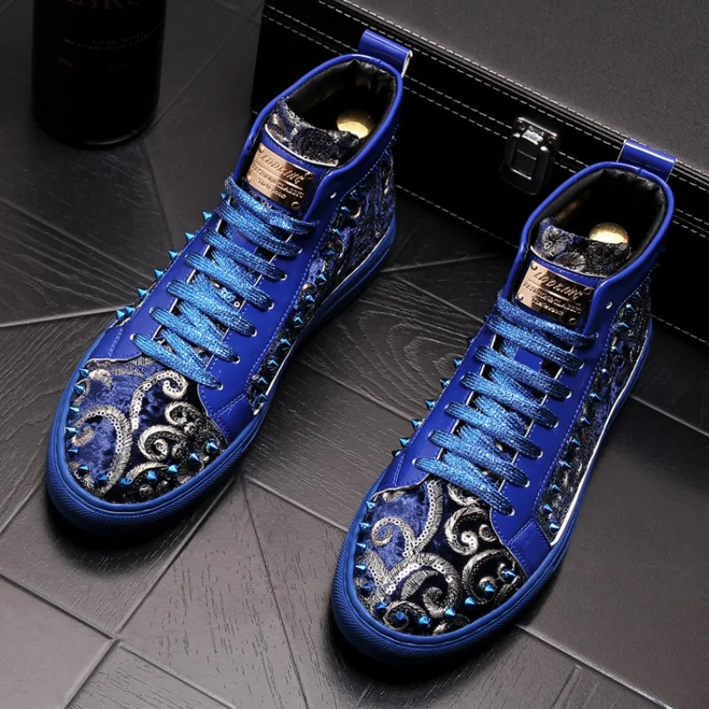 

Men's casual Shoes Studded Embroidered Luxury Flats Sequined ankle boots Zapatos Hombr