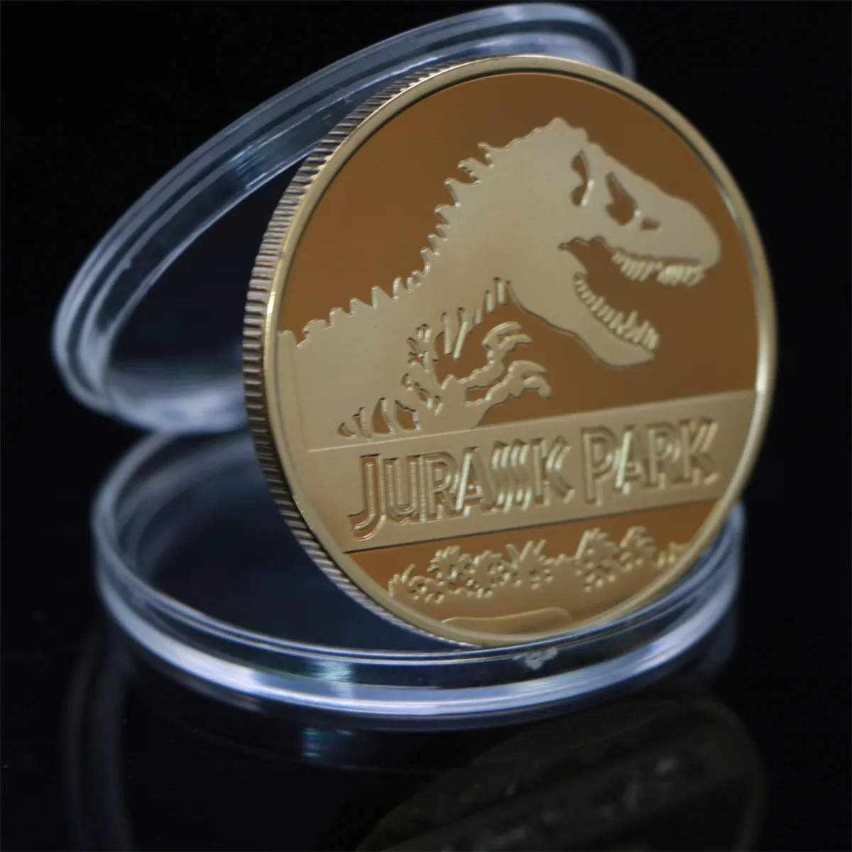 Gold Plated Coins  Jurassic Park Dinosaur Commemorative CoinCollection Birthday Christmas Business Gifts