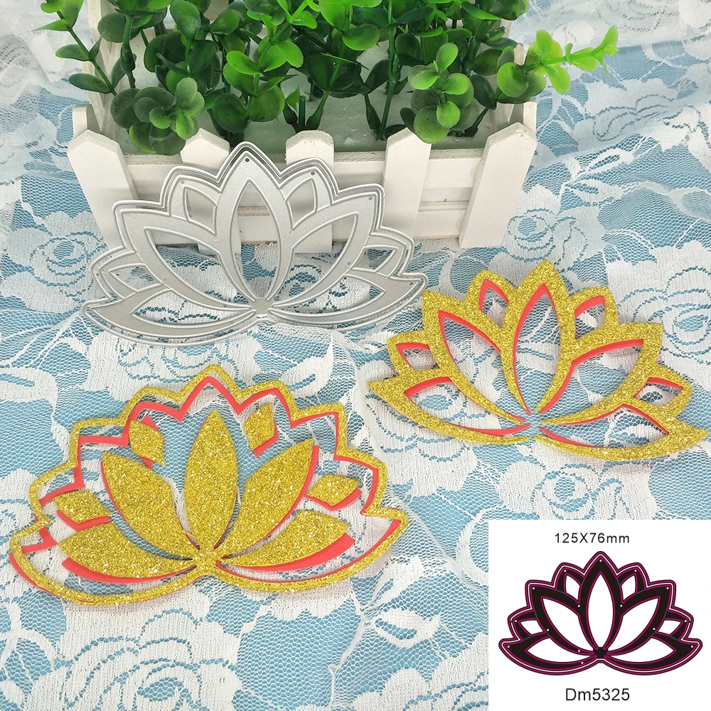 

2021 new lotus metal cutting dies, hollow out paper cut, scrapbook embossed card, photo album decoration, DIY craft