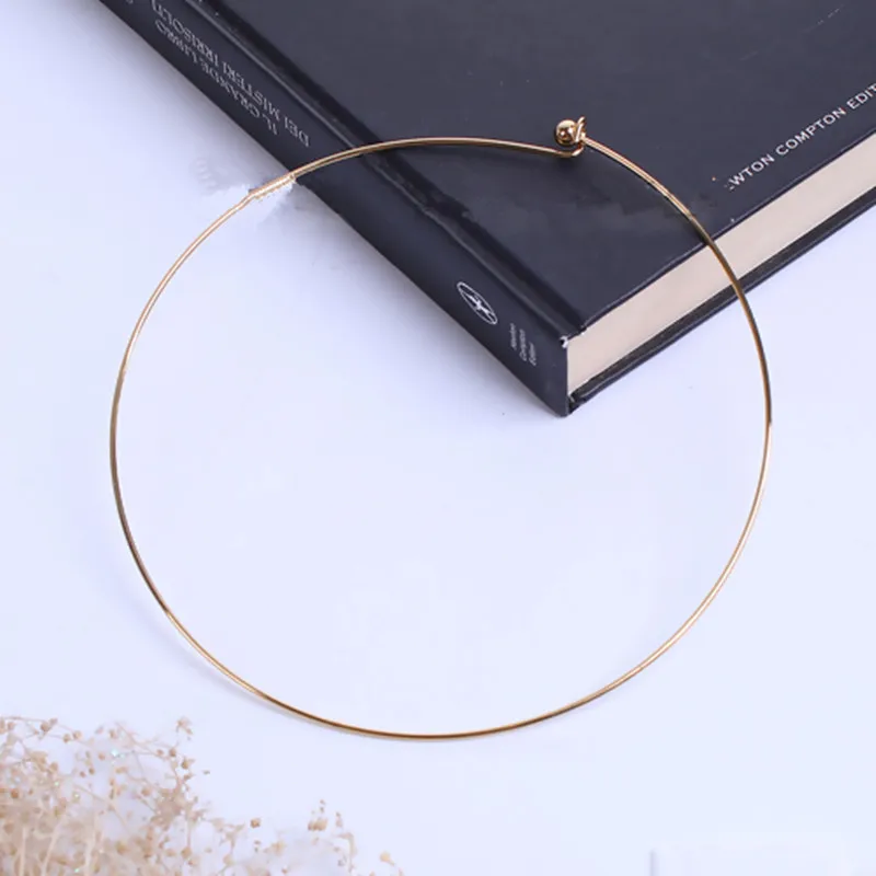 1PC 304 Stainless Steel Collar Choker Necklace Gold/Silver Color Round With Removable Ball End Cap Handmade DIY Jewelry