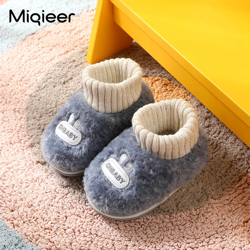 2021 Toddler Home Shoes Winter Boys Child Girls Cotton Footwear Warm Soft Elastic Band Slip-On Baby Outdoor Walking Anti Skid