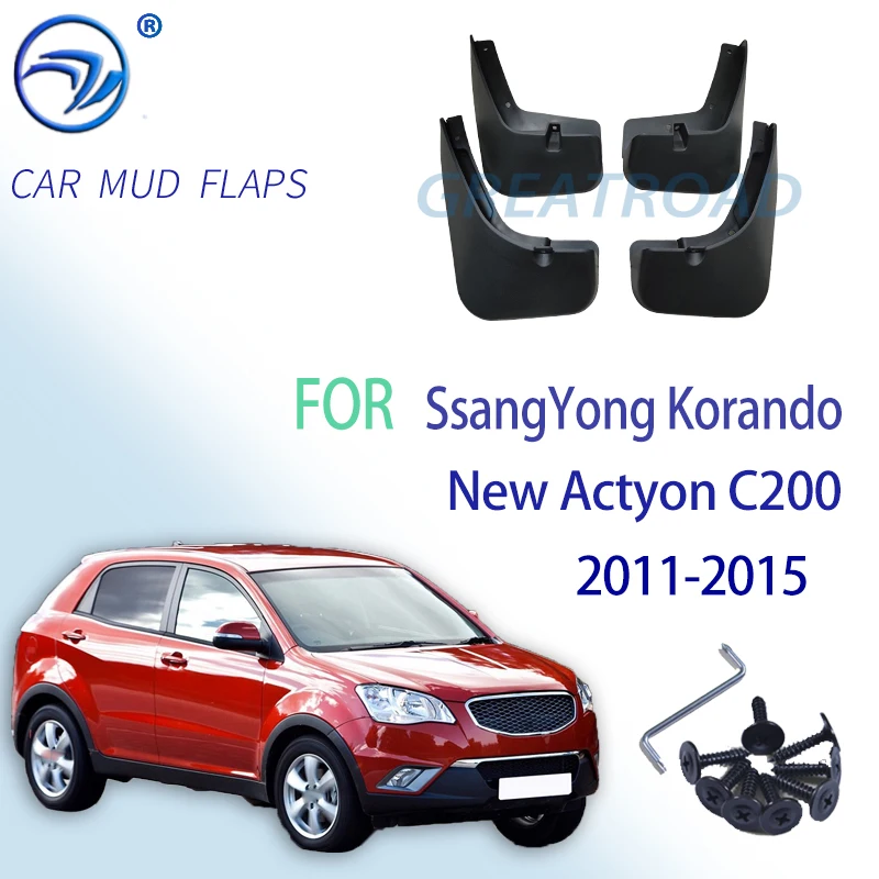 For SsangYong Korando New Actyon C200 2011-2015 Mud Flaps Splash Guards Fender Mudguards Mudflaps Car Accessories 2012 2013 2014