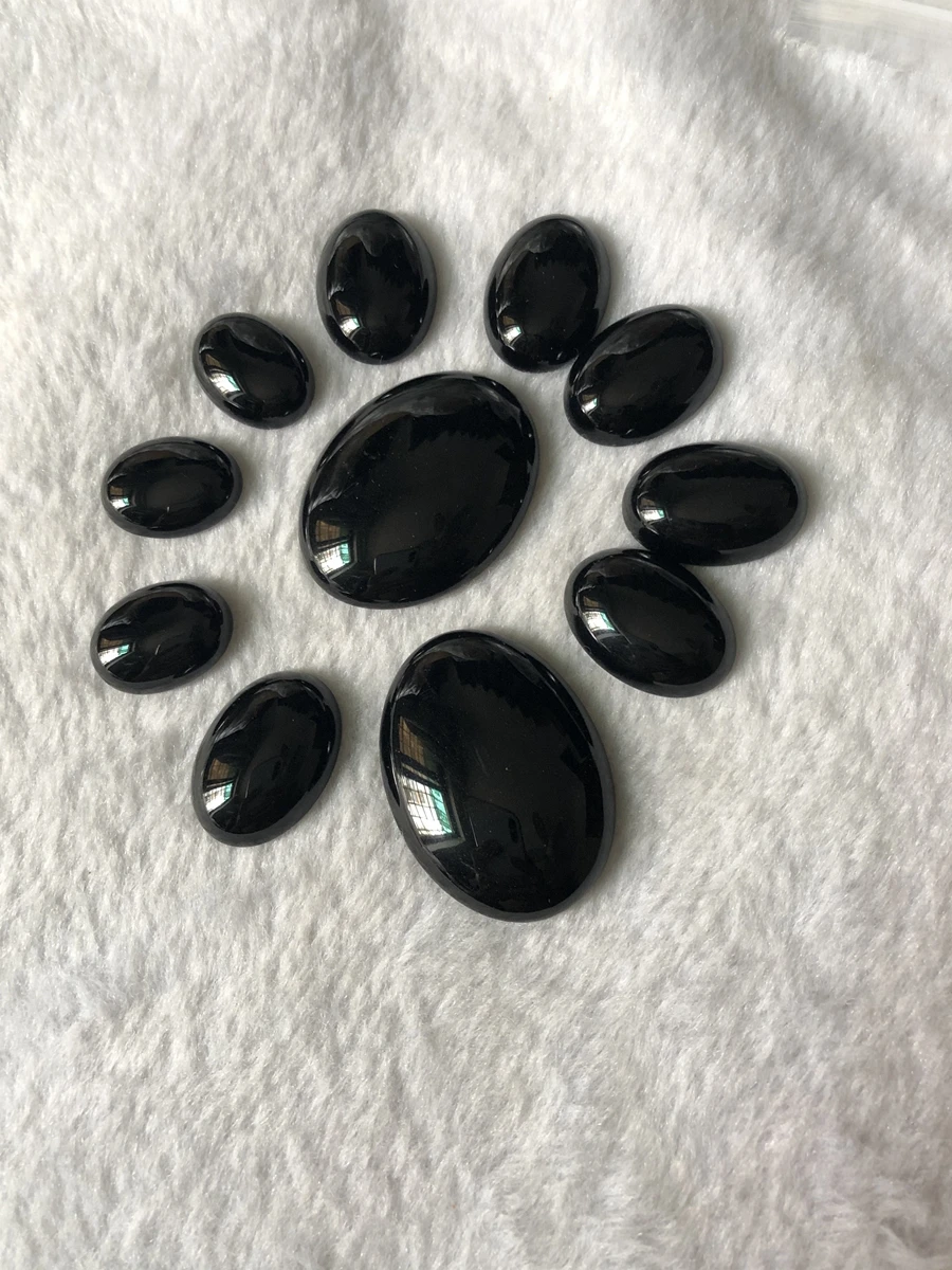 Wholesale 2pcs Natural Black Onyx Agate Bead Cabochon,30x40mm 15x20mm 13x18mm 8x10mm Oval Gem Stone Cabochon Ring Face Jewelry