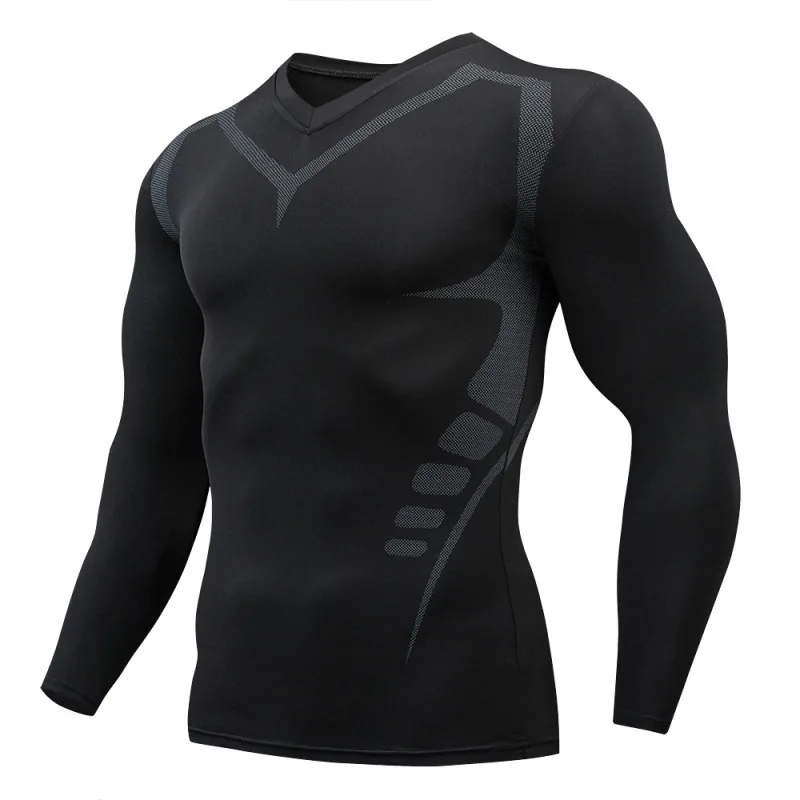 T-shirt homme course Sport T-shirt hommes Compression Fitness hauts T-shirt séchage rapide entraînement Gym Sport course chemises Jersey