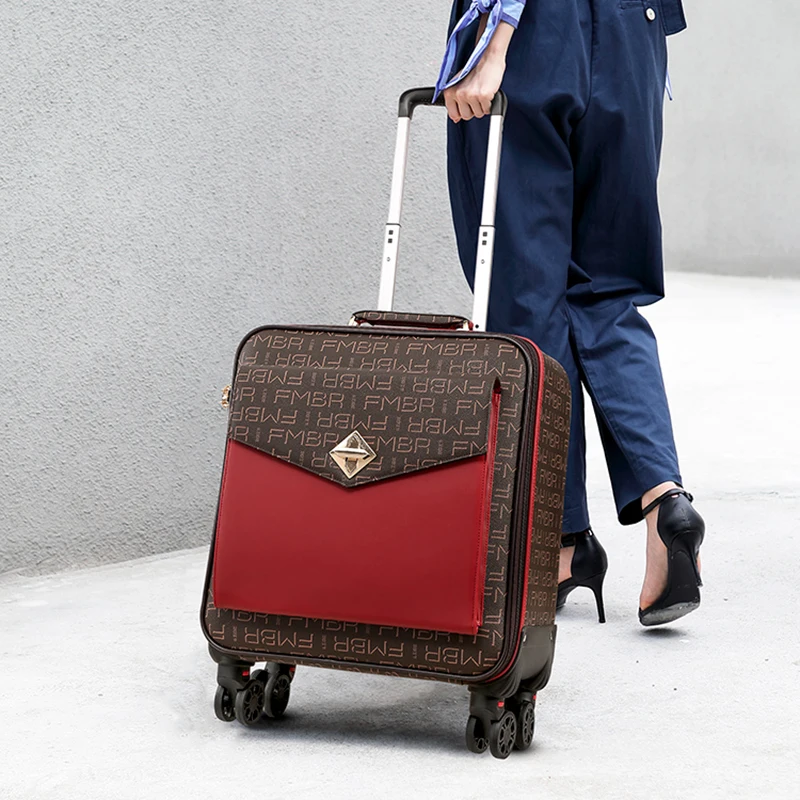 Luxe Reizen Koffer Vrouwelijke Carry Op Rolling Bagage Nieuwe Meisjes Karretjebagage Mute Universele Wiel Hendel 16/18/20/24 Inch