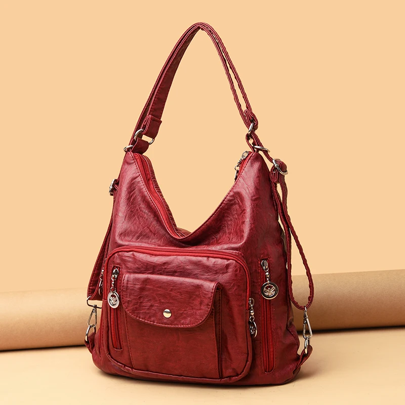 Bolsos de diseñador de lujo para mujer, bolso Vintage multifuncional de alta calidad, bolsos de hombro de cuero para mujer, 2023