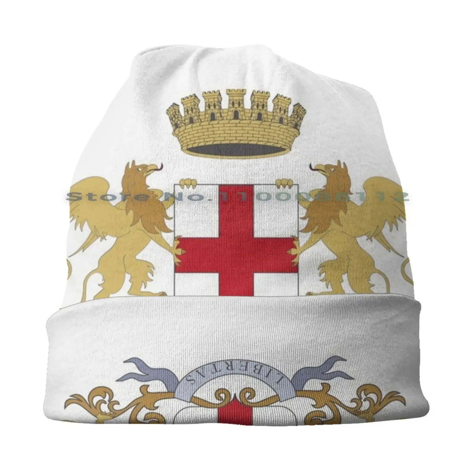 Genoa , Coat Of Arms ( Italy ) Beanies Knit Hat Genoa Italy Italia Genova Zena Sampdoria Genovese Coat Of Arms Flag Ligurian