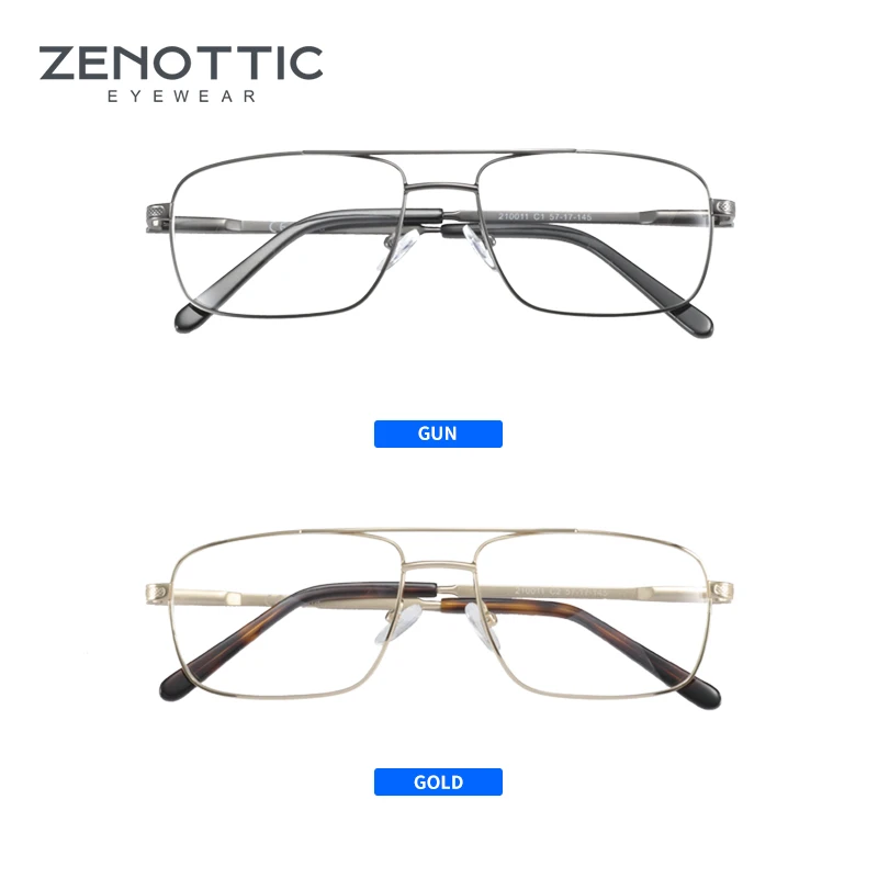 ZENOTTIC Fashion Design Double Bridge Titanium Alloy Optical Glasses Frame Ultralight Metal Eyewear Male Square Eyeglasses