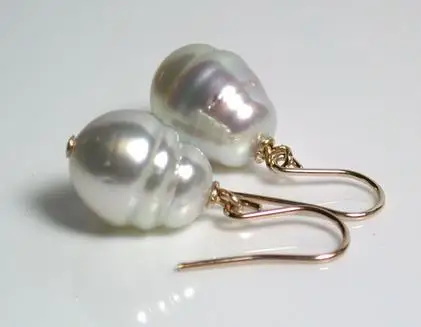 New Arrival Favorite Pearl Store 9x12mm AAA White Sea Shell Pearl S925 Sterling Silver Dangle Earring Charming Lady Gift