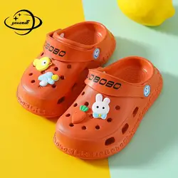 1-5y Kids Mules & Clogs Summer Boy Girl Sandals Flat With Cartoon Baby Beach Breathable Slippers Children Garden Shoes H15