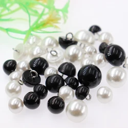 8mm - 12.5mm Copper Foot White Black Mushroom Pearl Buttons for Sewing Spring Autumn Fashion Clothing Accessories Supplies